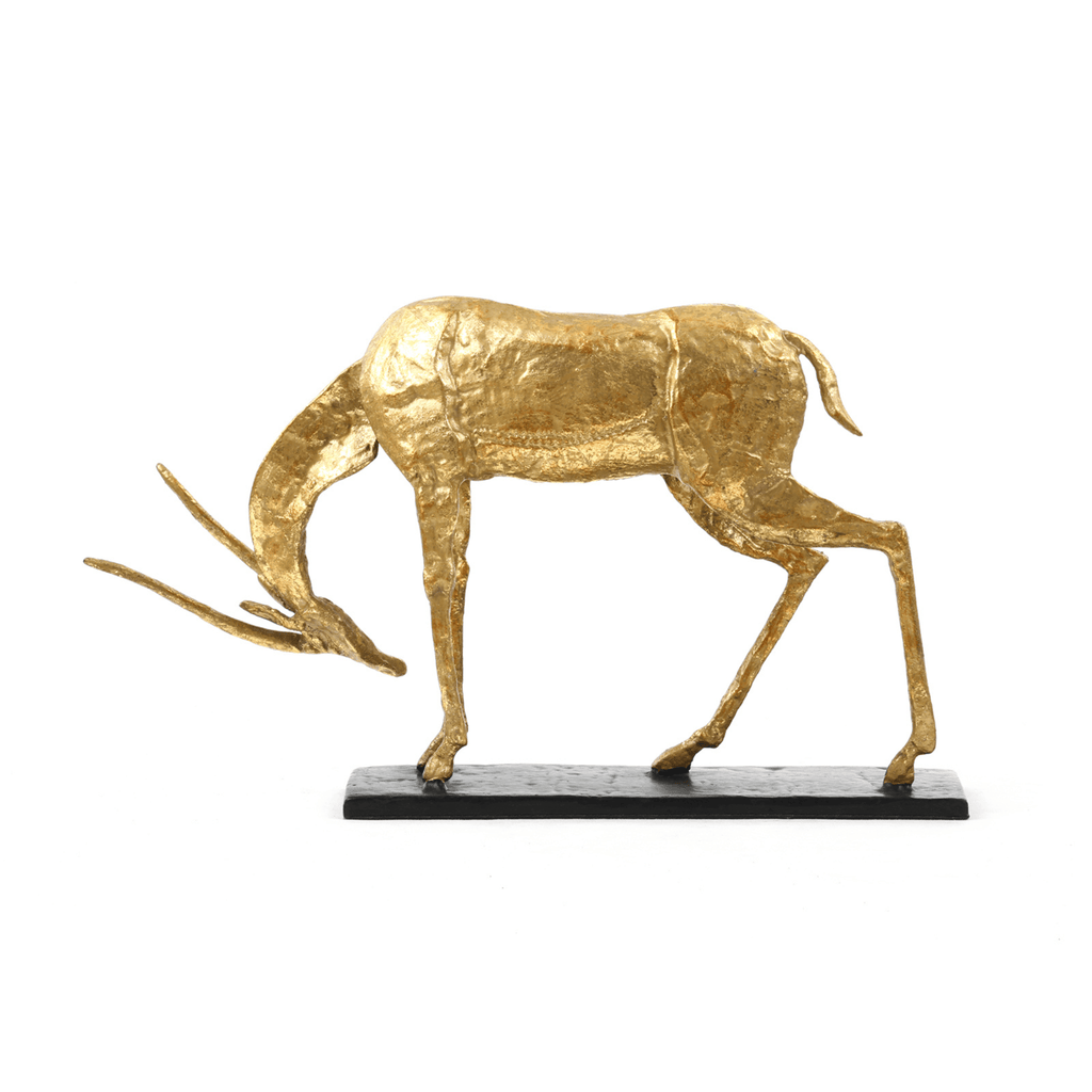 Antelope Straight Horn Statue in Gold Leaf - Decorative Objects - The Well Appointed House