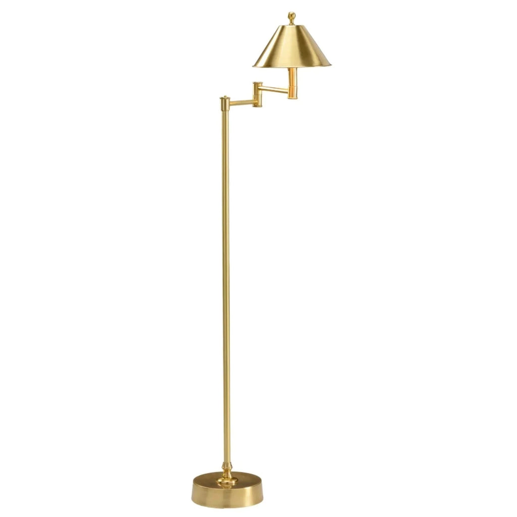 Antique Brass Adjustable Swing Arm Floor Lamp with Petite Shade - Floor Lamps - The Well Appointed House
