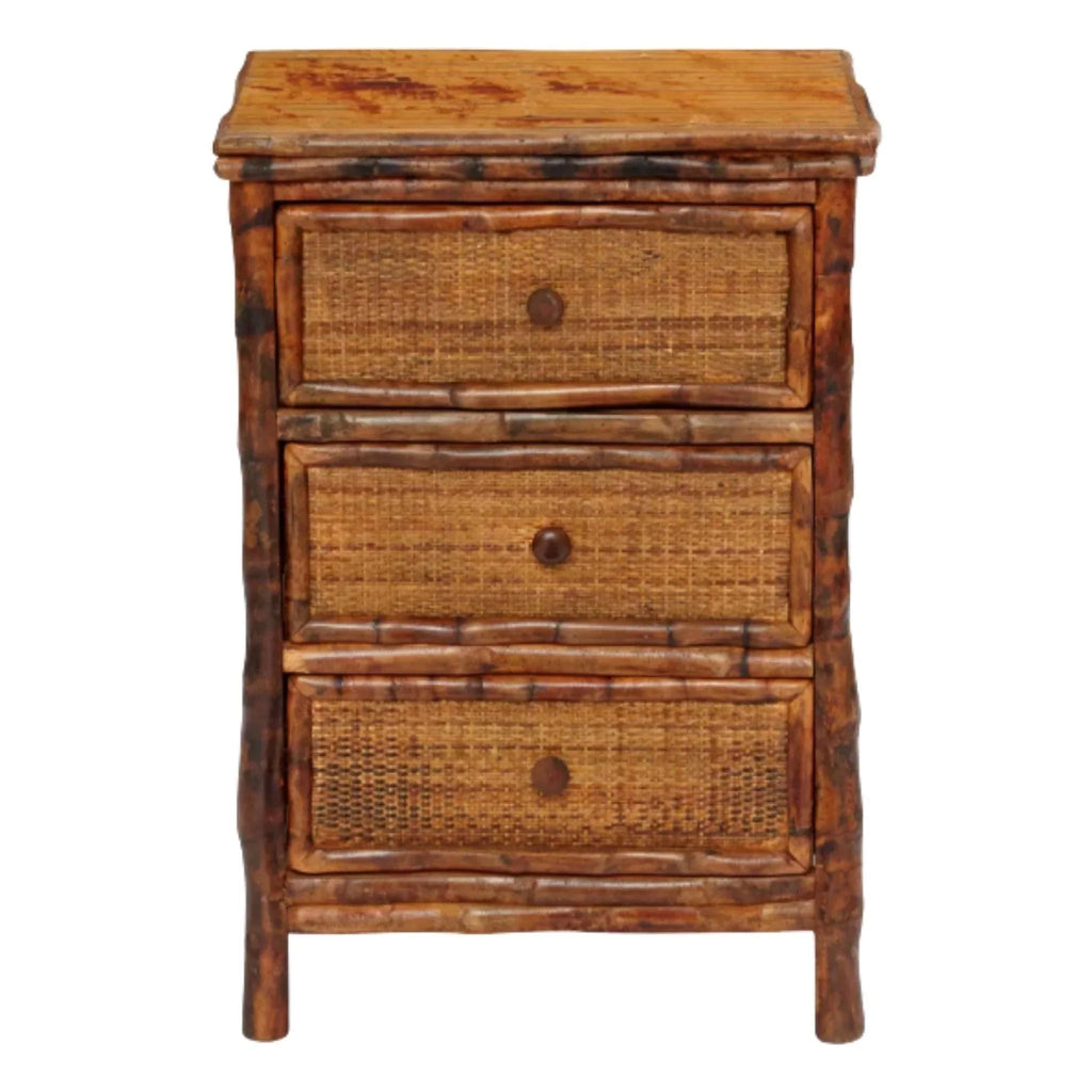 Antique Tortoise Three Drawer Woven Nightstand - Nightstands & Chests - The Well Appointed House