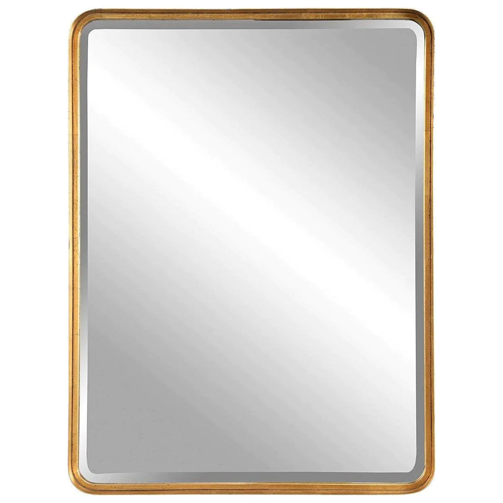 Antiqued Gold Finish Deep Metal Band Wall Mirror - Wall Mirrors - The Well Appointed House