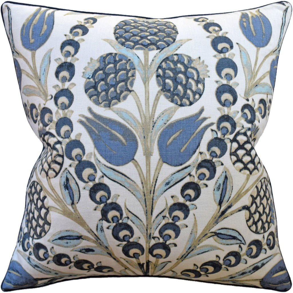 Aqua and Blue Margaut Decorative Square Throw Pillow - Pillows - The Well Appointed House