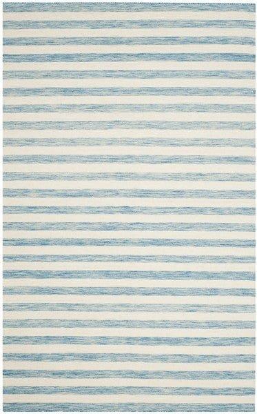 Aqua & Ivory Striped Hand Loomed Area Rug - Rugs - The Well Appointed House