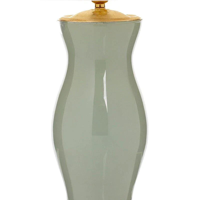 Artichoke Green Handblown Glass Lamp with Brass Accents - Table Lamps - The Well Appointed House