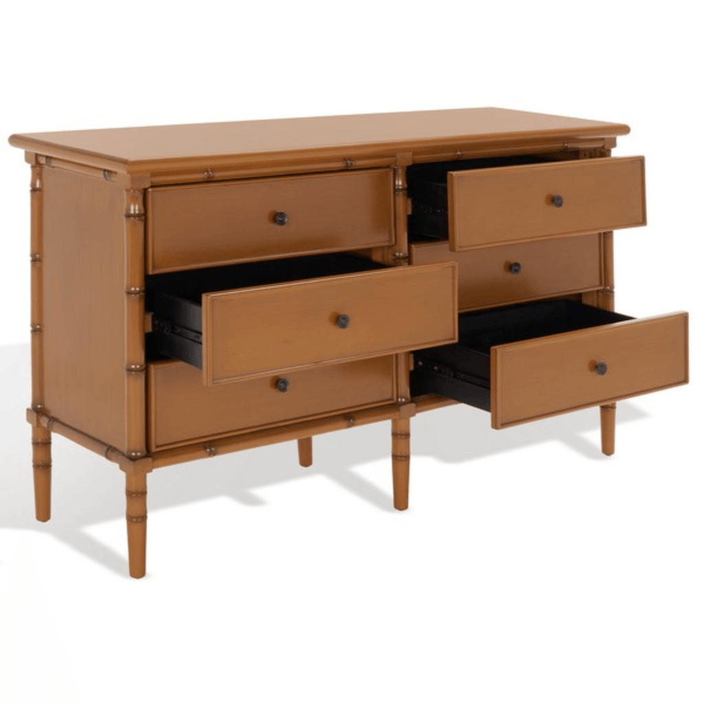 Bamboo Inspired Contemporary Dresser in Soft Brown Finish - Dressers & Armoires - The Well Appointed House