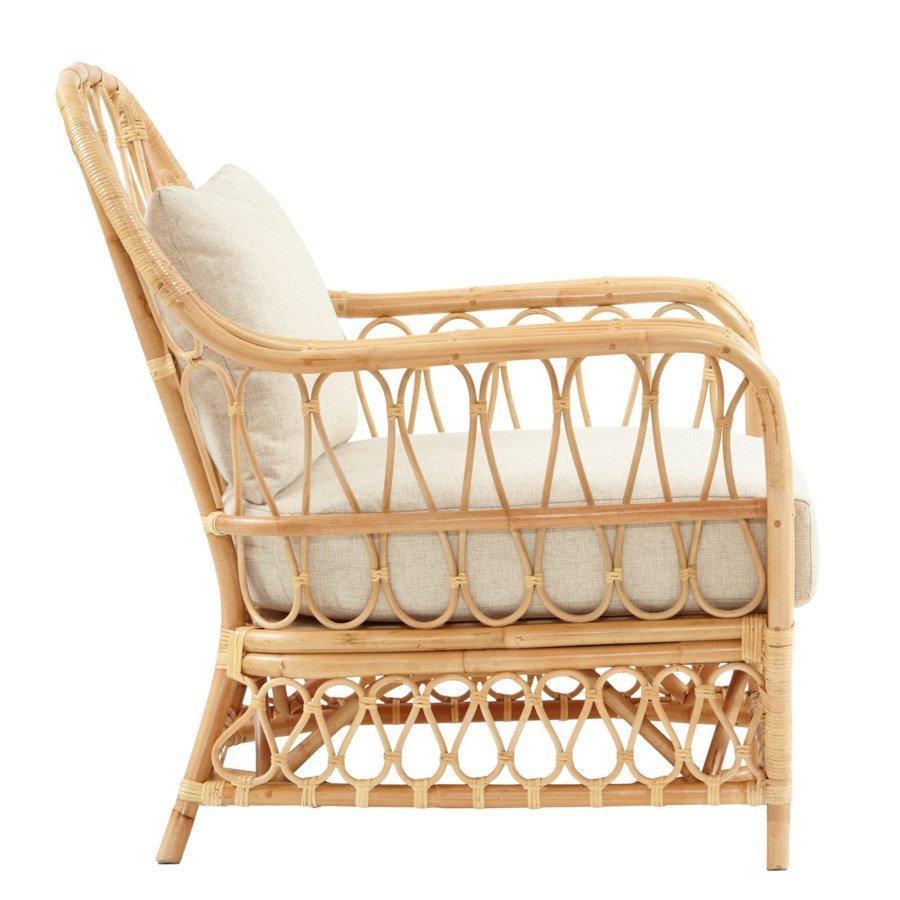 Bar Harbor Natural Rattan Club Chair With Cream Cushion - Accent Chairs - The Well Appointed House