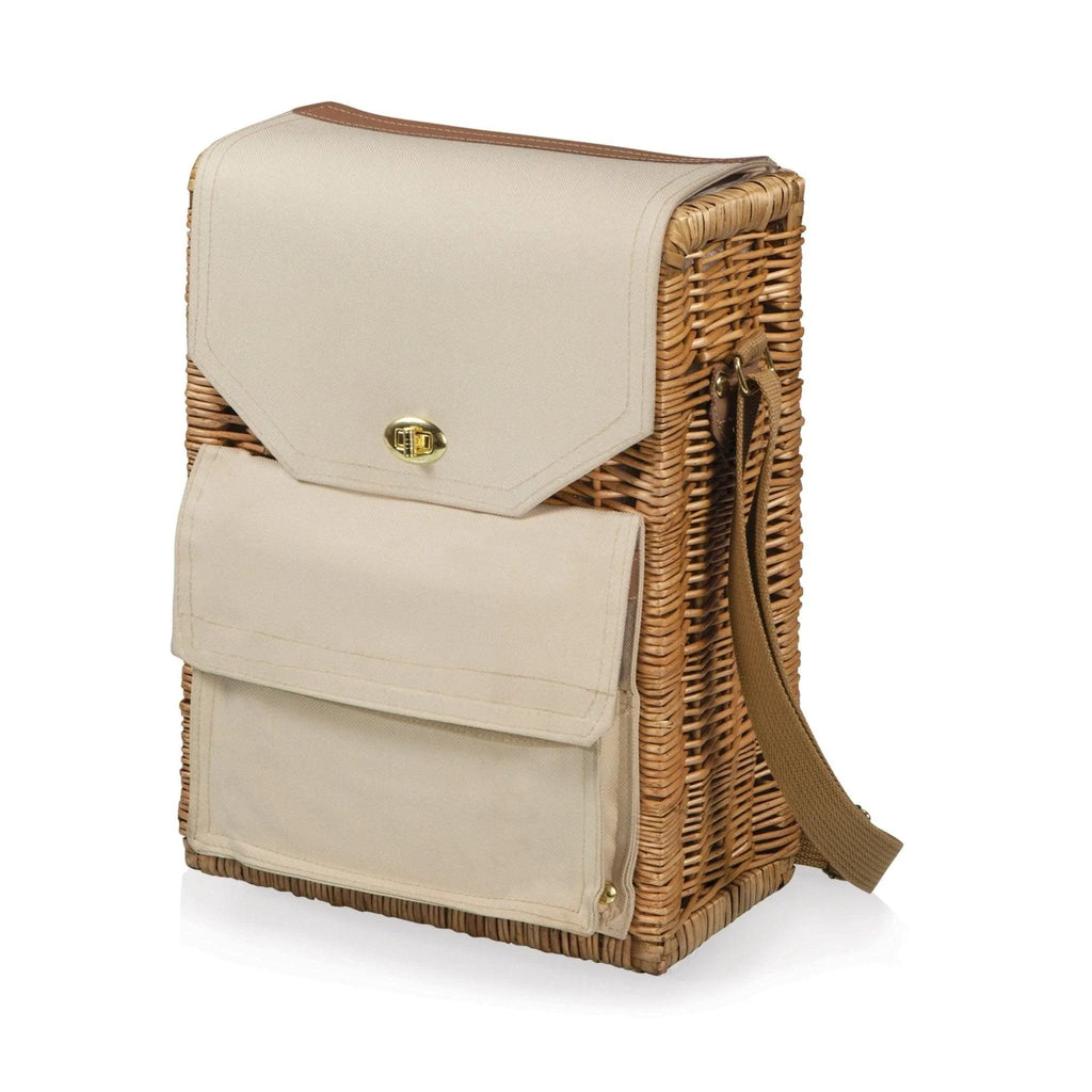 Barcelona Wine & Cheese Basket in Natural Willow with Tan Lining - Picnic Baskets & Accessories - The Well Appointed House
