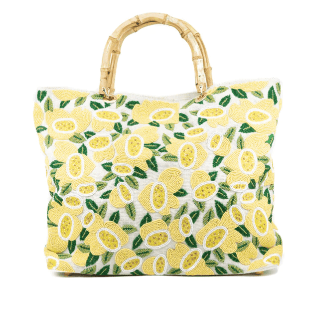 Beaded Lemon Bag With Faux Bamboo Handles - Gifts for Her - The Well Appointed House