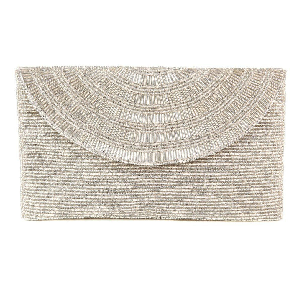 Beaded Silver Envelope Style Clutch Handbag - Gifts for Her - The Well Appointed House