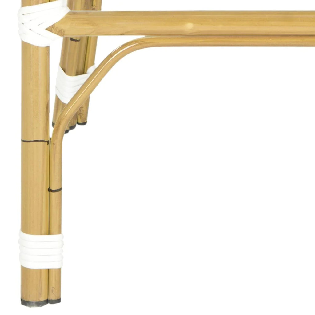 Beige Indoor-Outdoor Bar Stool With Faux Bamboo Frame - Outdoor Bar & Counter Stools - The Well Appointed House