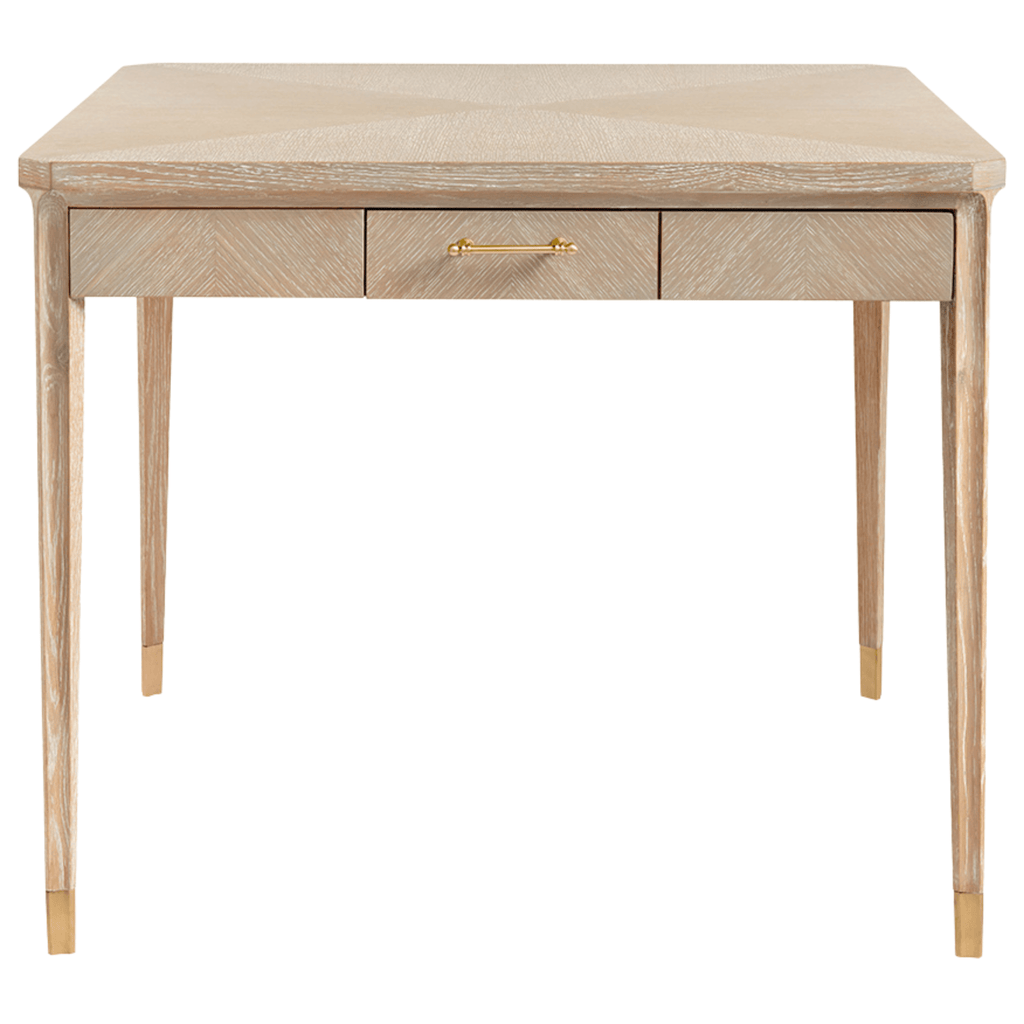 Bertram Square Game Card Table in Sand with Brass Hardware - Game Tables - The Well Appointed House
