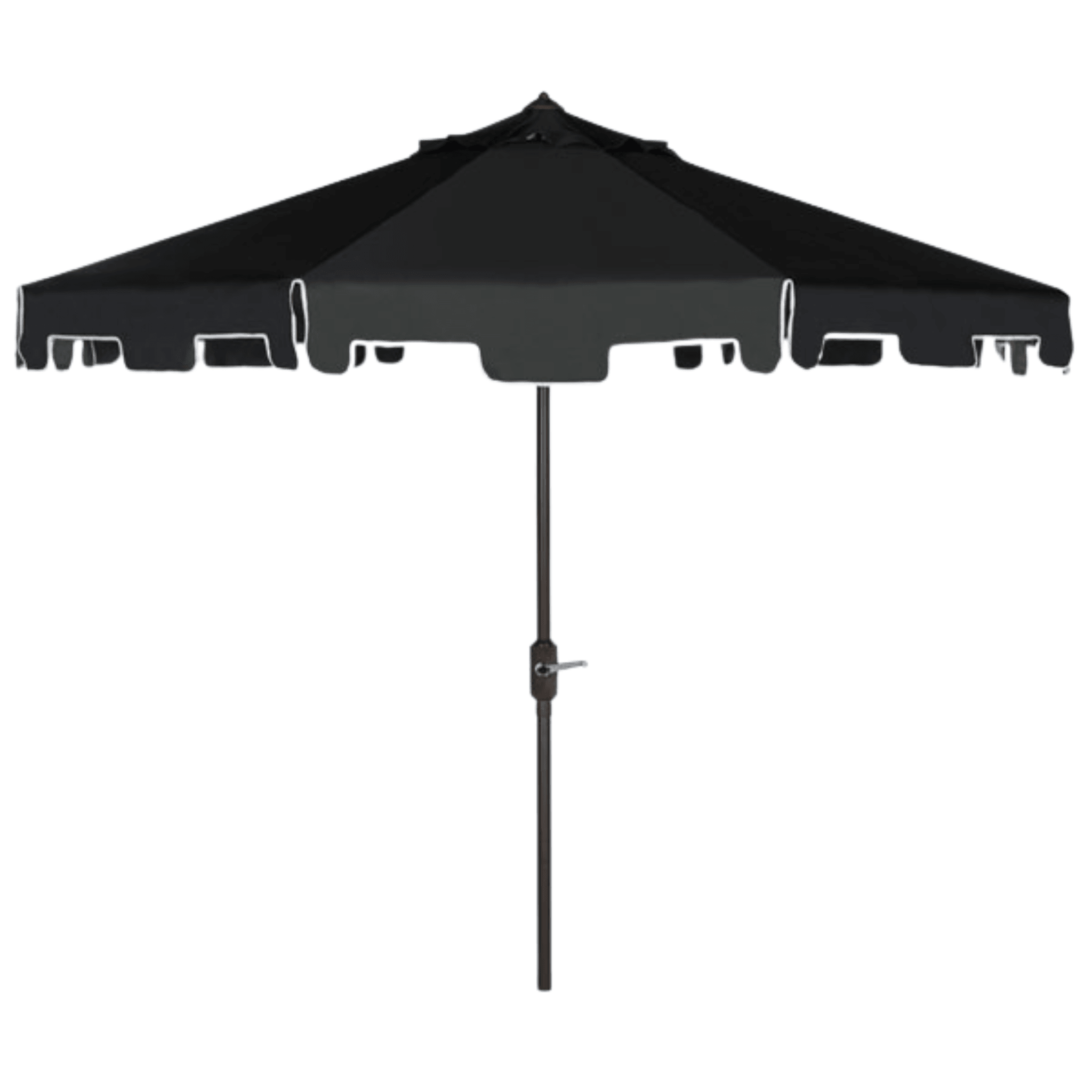 black patio umbrellas on sale Safavieh UV Resistant Zimmerman 9 ft Crank Black/ White Market Umbrella