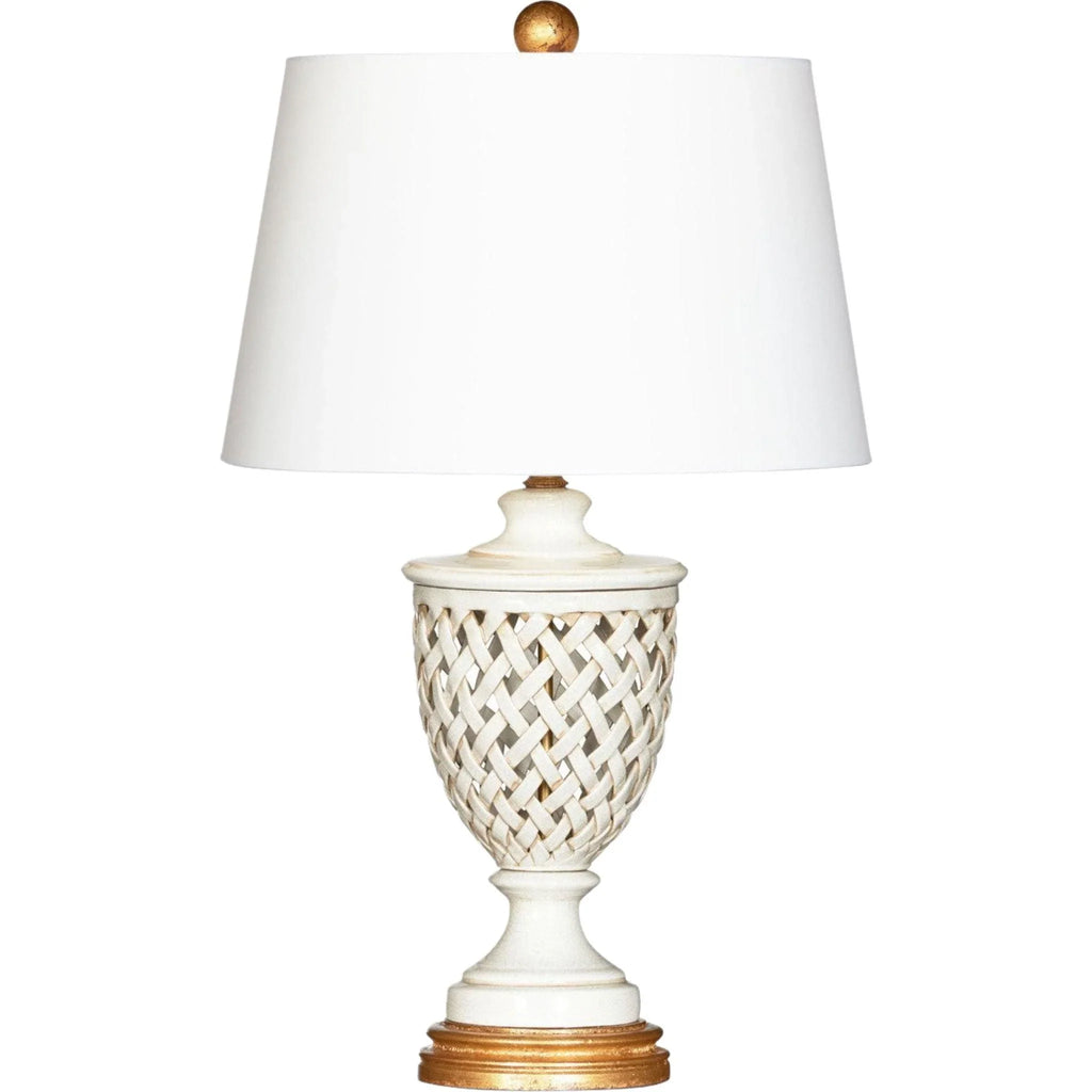 Blanc Calabria White Lattice Italian Table Lamp - Table Lamps - The Well Appointed House