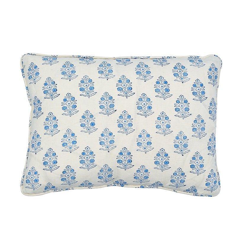 Blue Aditi Hand Blocked Botanical Print Throw Pillow - Pillows - The Well Appointed House