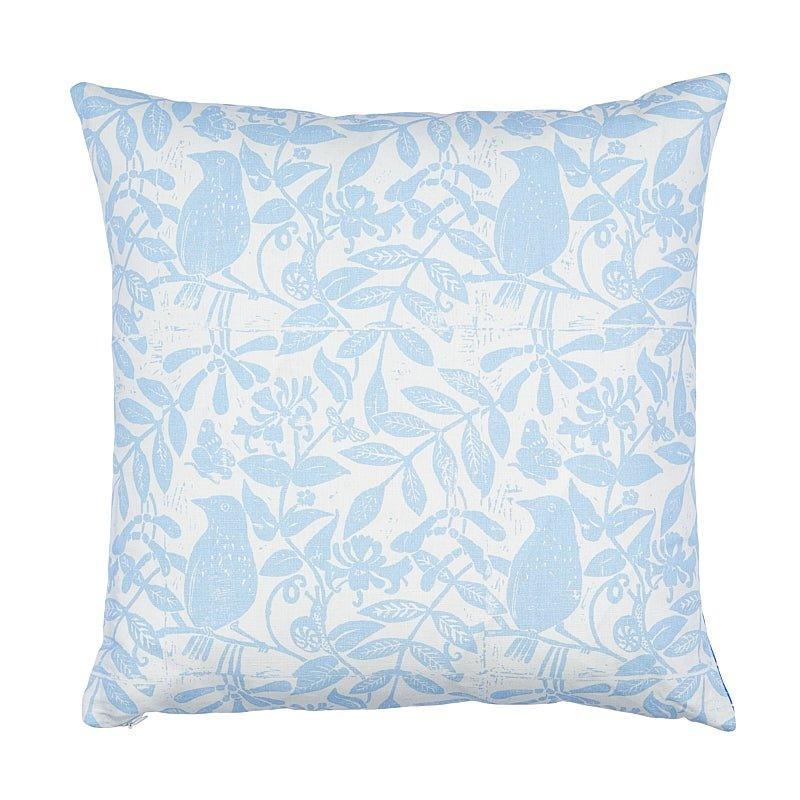 Blue & White Bird and Fern Botanical 20" Throw Pillow - Pillows - The Well Appointed House