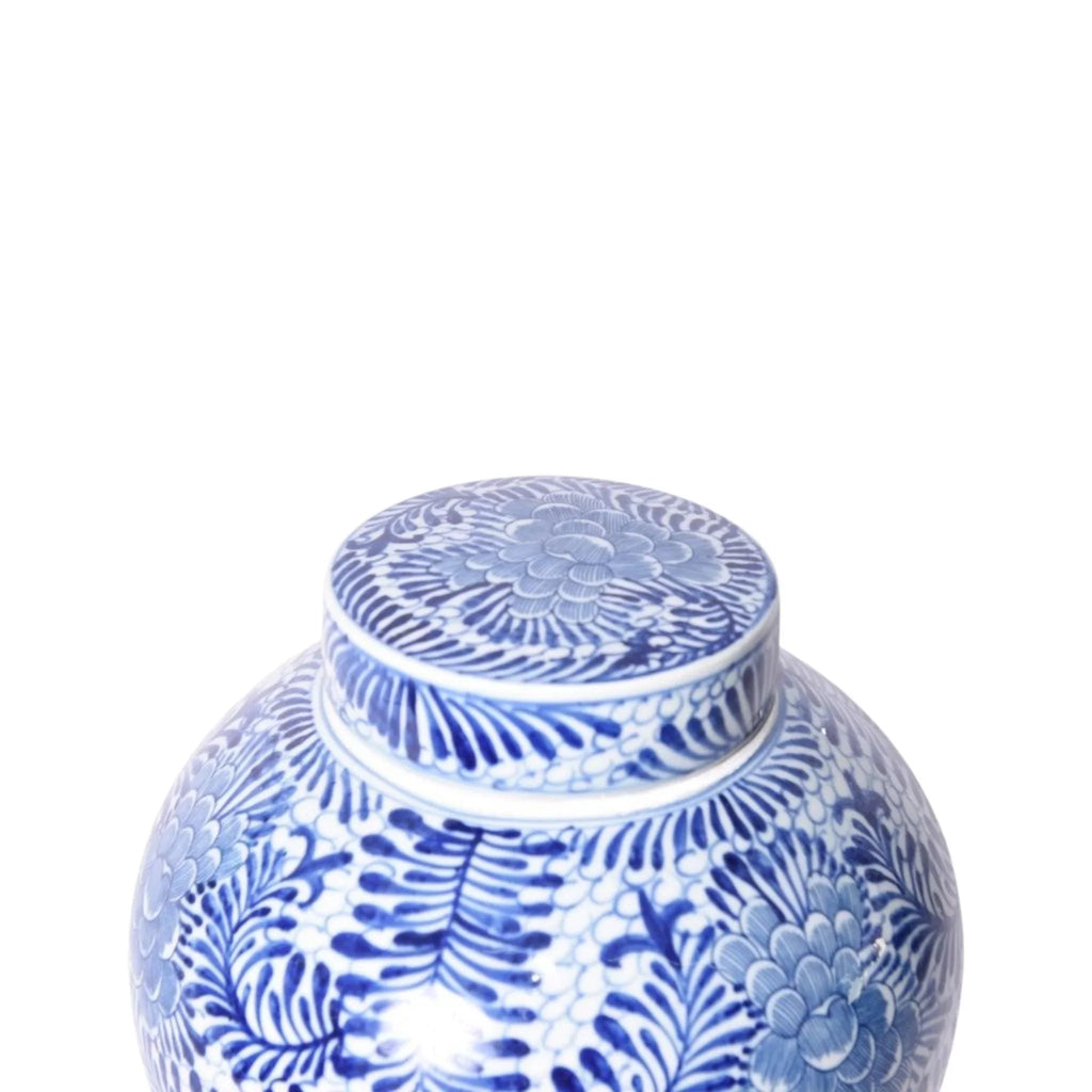Blue And White Blooming Flowers Porcelain Ancestor Jar - Vases & Jars - The Well Appointed House