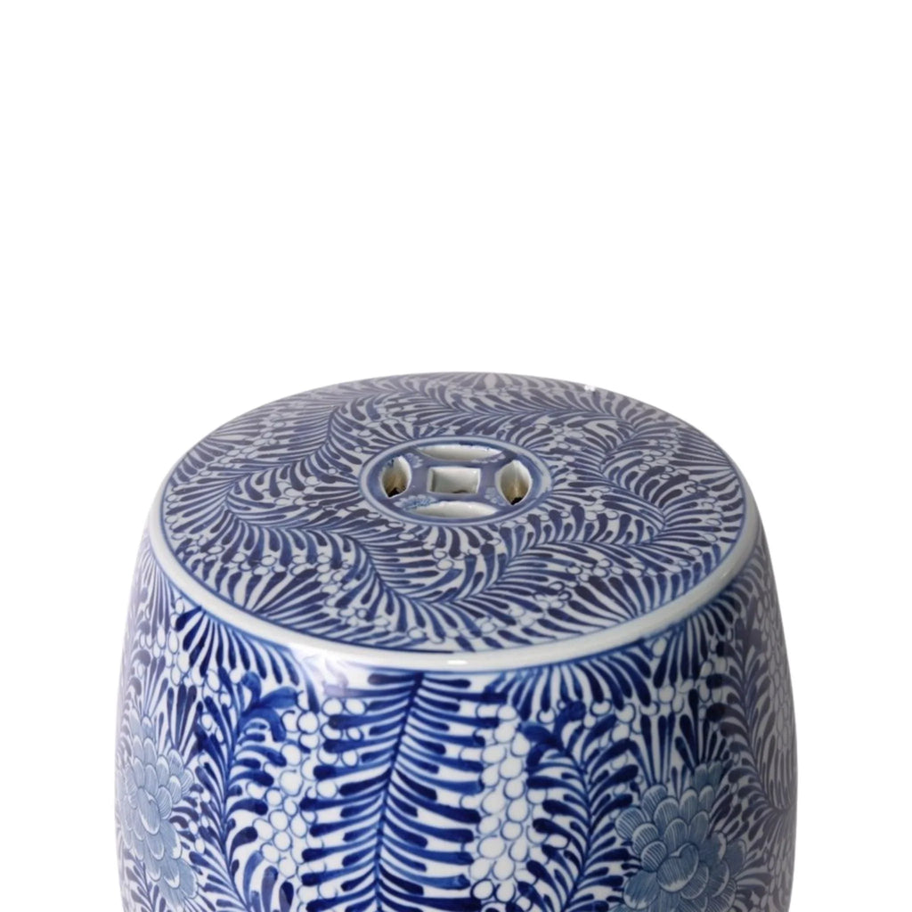 Blue & White Blooming Flowers Porcelain Garden Stool - Garden Stools & Benches - The Well Appointed House