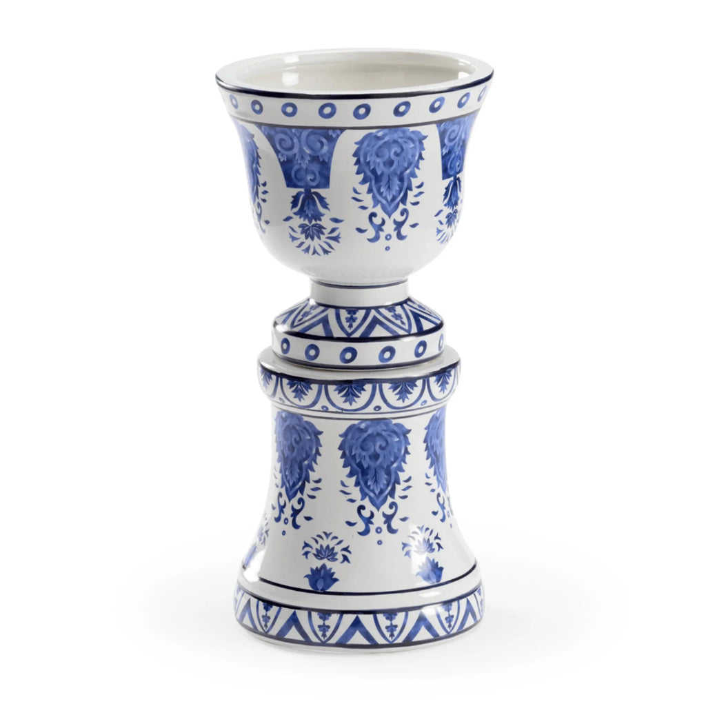 Blue And White Jardiniere Pedestal Mount Planter - Indoor Planters - The Well Appointed House