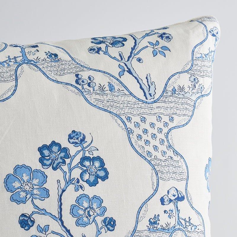 Blue & White Marella Botanical Trellis 22" Throw Pillow - Pillows - The Well Appointed House