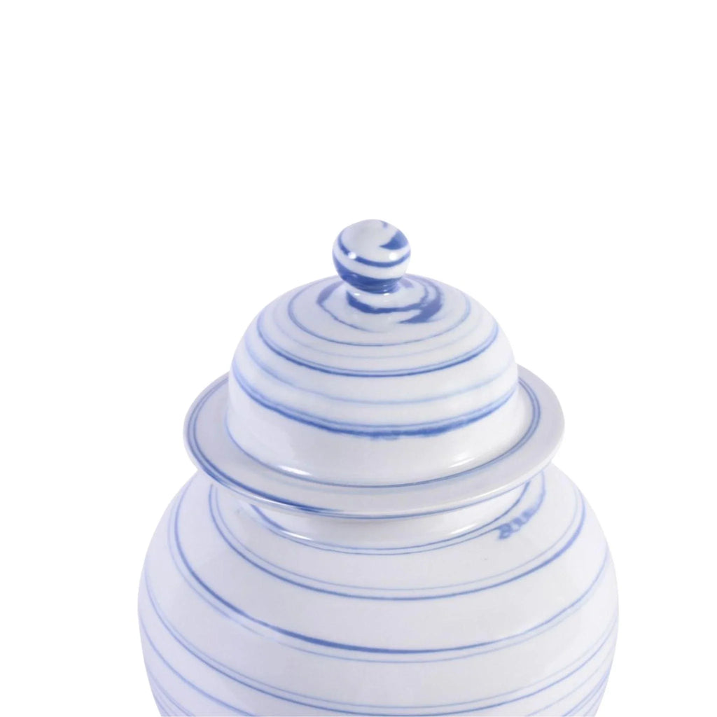 Blue and White Porcelain Marbleized Temple Jar - Vases & Jars - The Well Appointed House