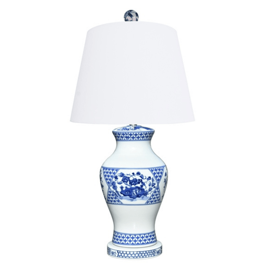 Blue & White Porcelain Vase Lamp With Matching Porcelain Base - Table Lamps - The Well Appointed House