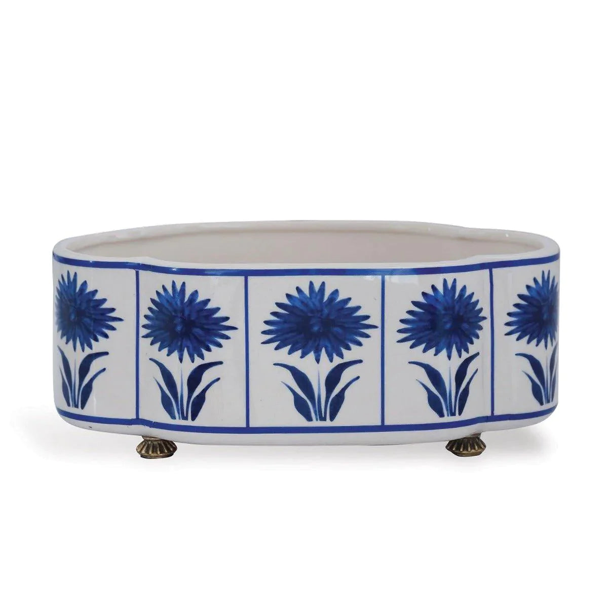 blue and white planter with saucer Hannah Scallop Planter - Blue - Port 68