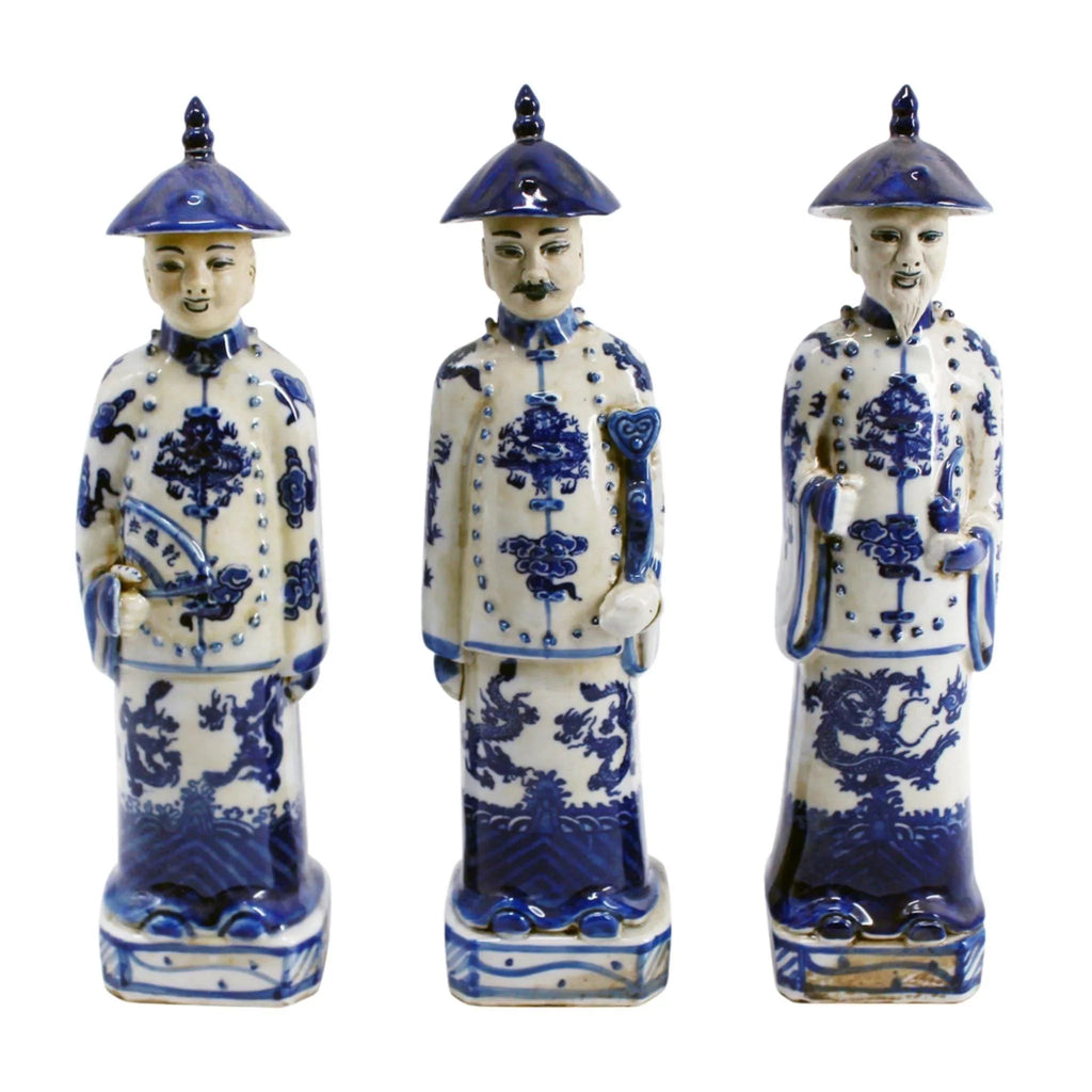 Blue and White Standing Qing Porcelain Emperors - Decorative Objects - The Well Appointed House