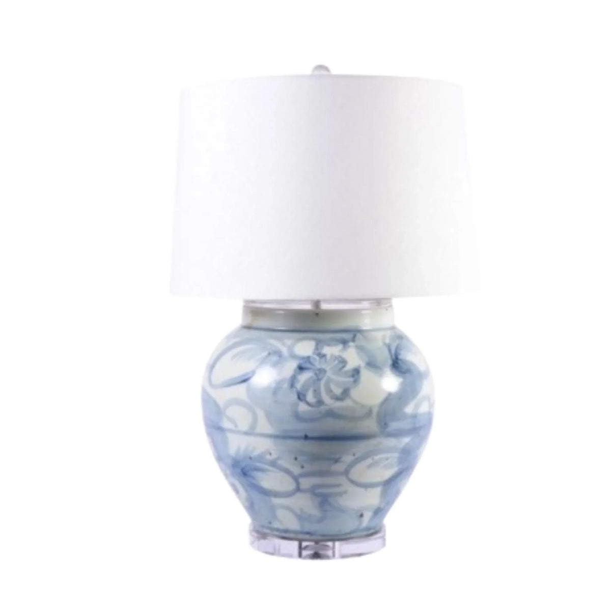 Blue & White Twisted Flower Open Top Porcelain Jar Lamp The Well