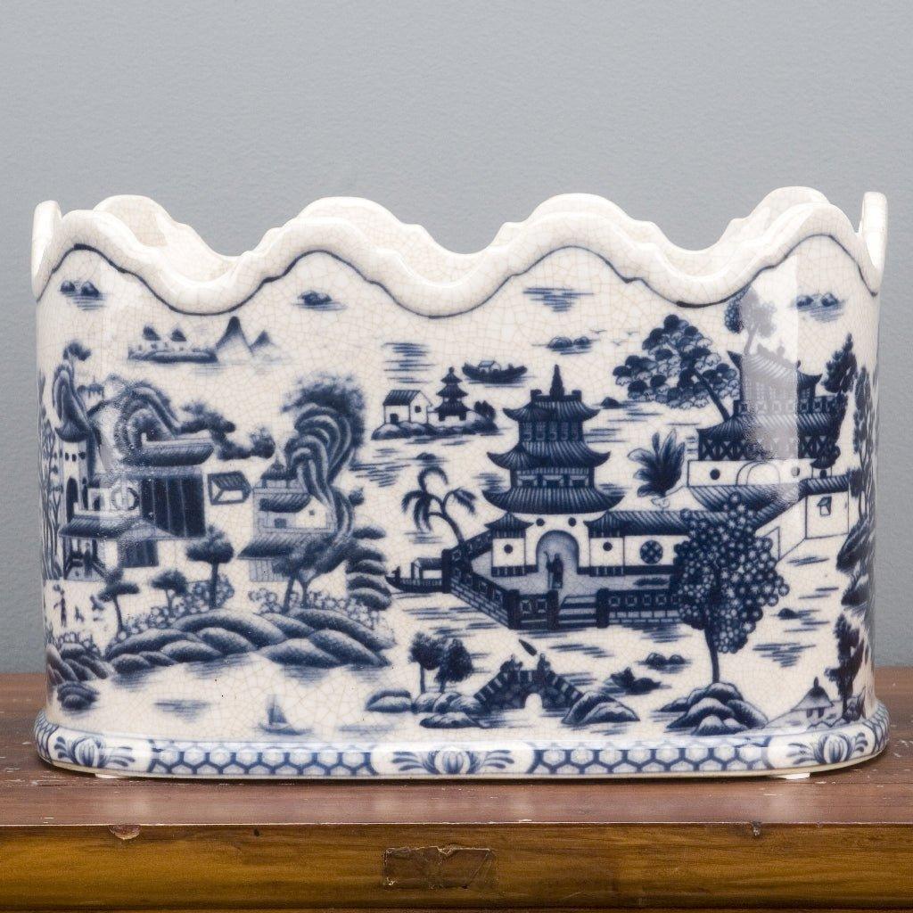 Blue and White Willow Porcelain Planter - Indoor Planters - The Well Appointed House