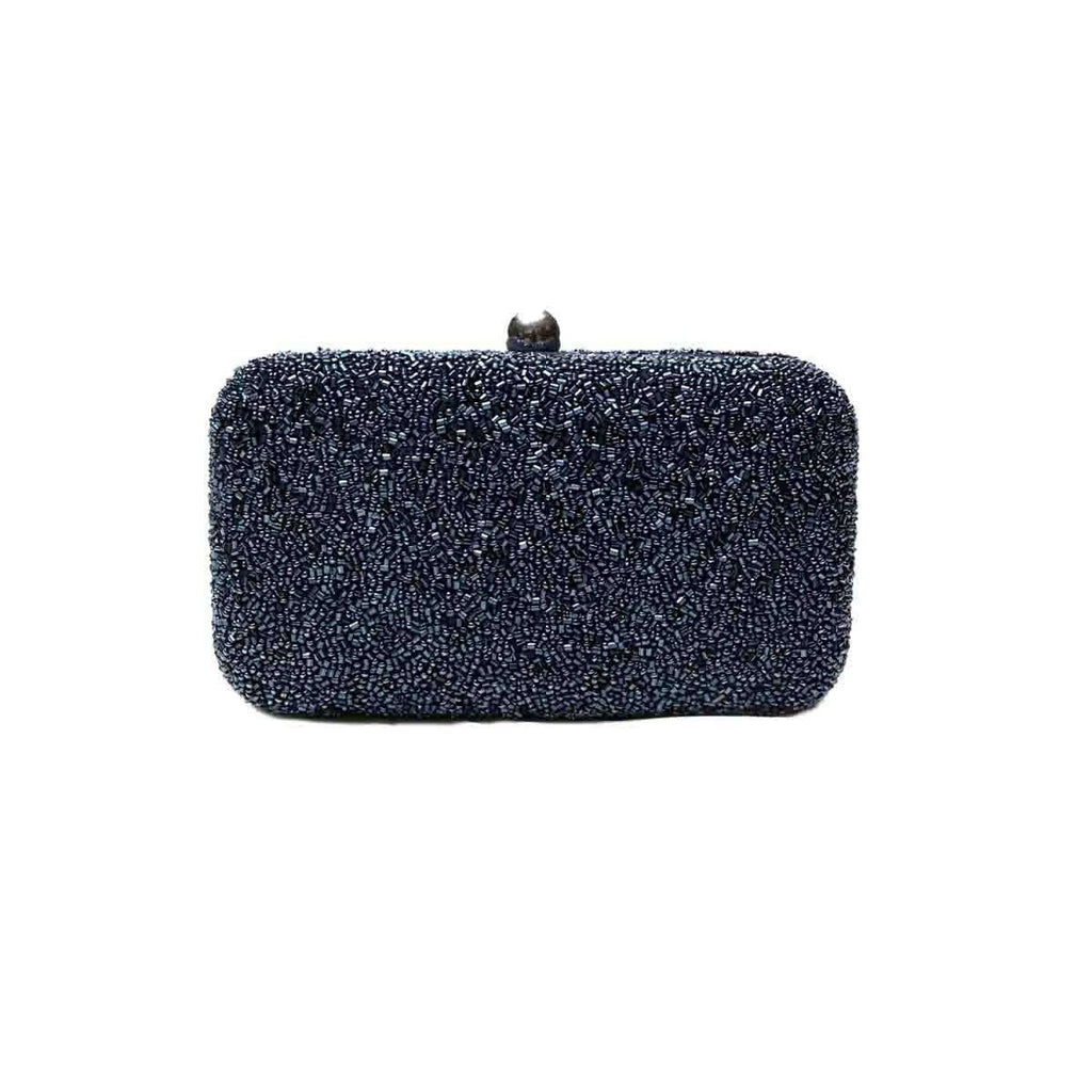 Blue Beaded Clutch With Round Finial Closure - Gifts for Her - The Well Appointed House