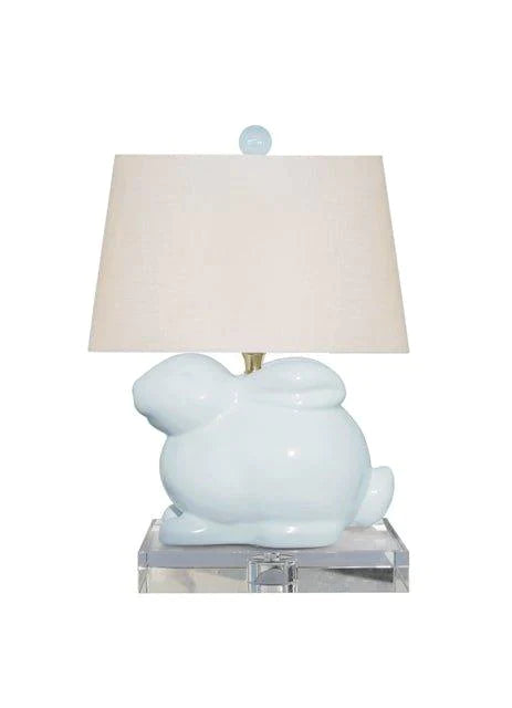 Blue Bunny Porcelain Table Lamp with Shade - Table Lamps - The Well Appointed House