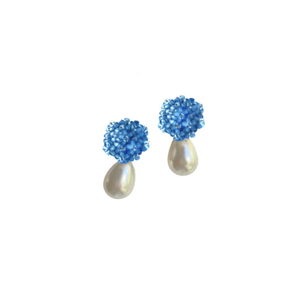 Blue Bouquet & Pearl Drop Earrings - The Well Appointed House