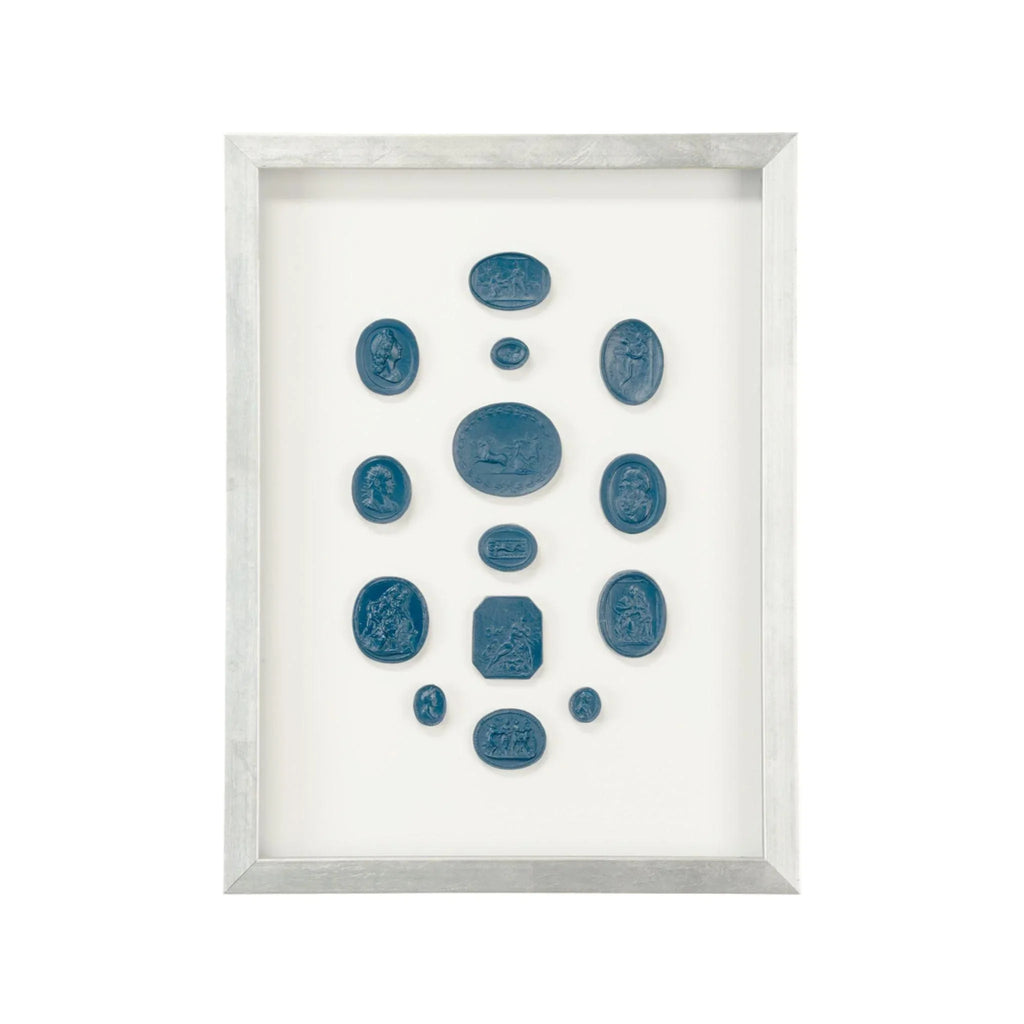 Blue Intaglios Contemporary Silver Framed Wall Art - Framed Objects, Maps & Posters - The Well Appointed House