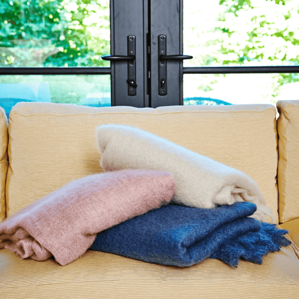 Blue Luxe Mohair Throw Blanket - Throw Blankets - The Well Appointed House