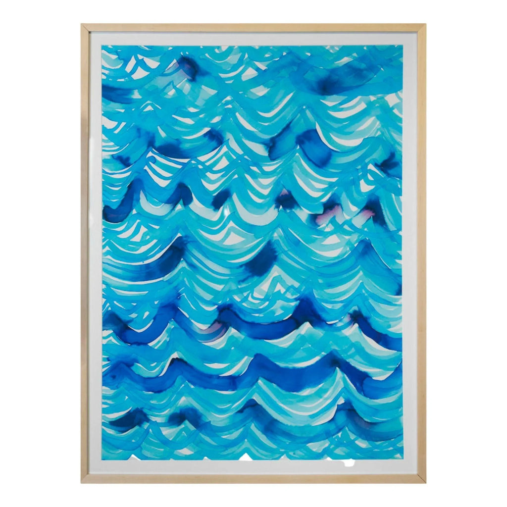 Blue Ocean Waves Abstract Framed Wall Art - Paintings - The Well Appointed House