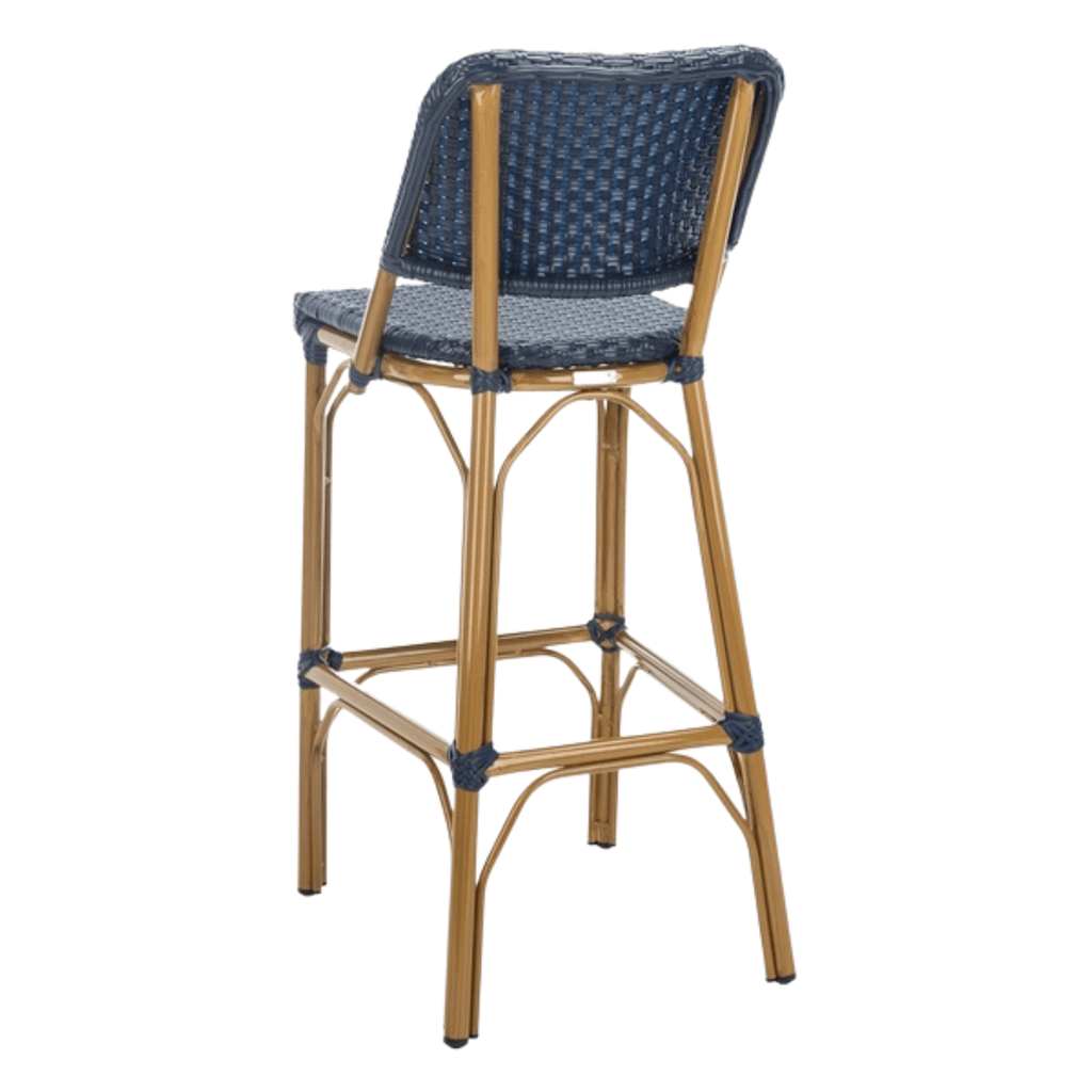 Blue PE Wicker & Aluminum Indoor-Outdoor Bar Stool - Bar & Counter Stools - The Well Appointed House