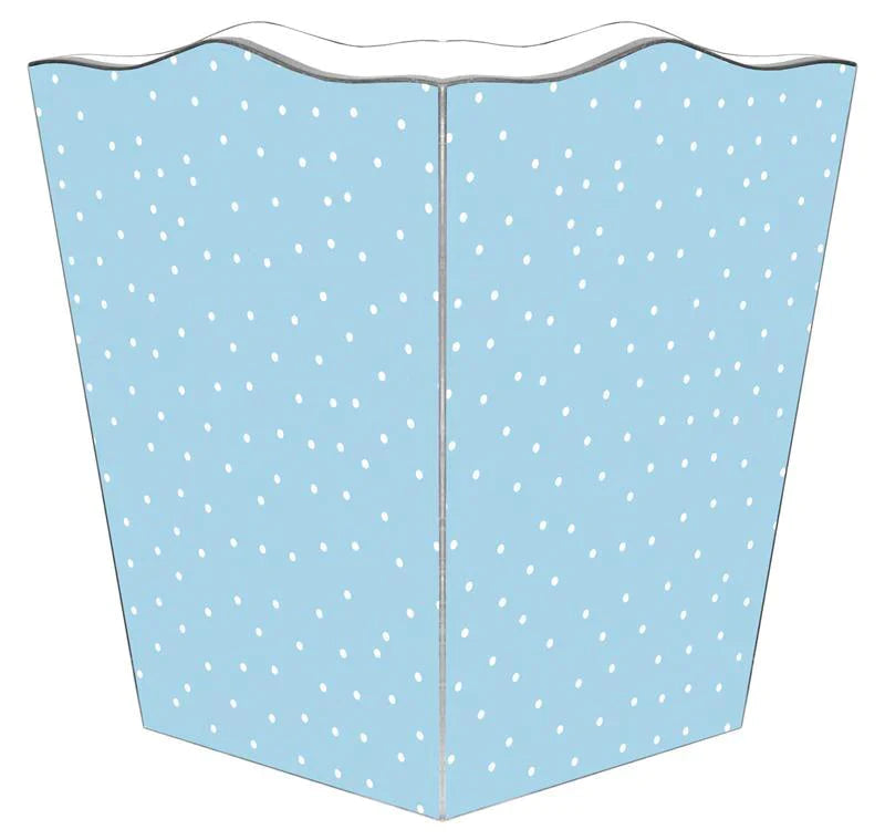 Blue Tiny Polka Dot Decoupage Wastebasket and Optional Tissue Box Cover - Wastebasket Sets - The Well Appointed House