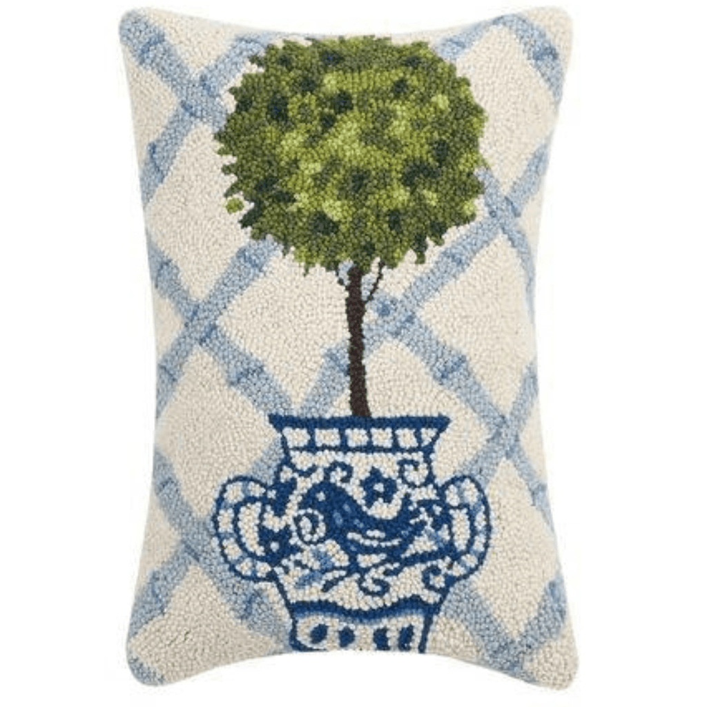 Blue Topiary Decorative Throw Pillow - Pillows - The Well Appointed House