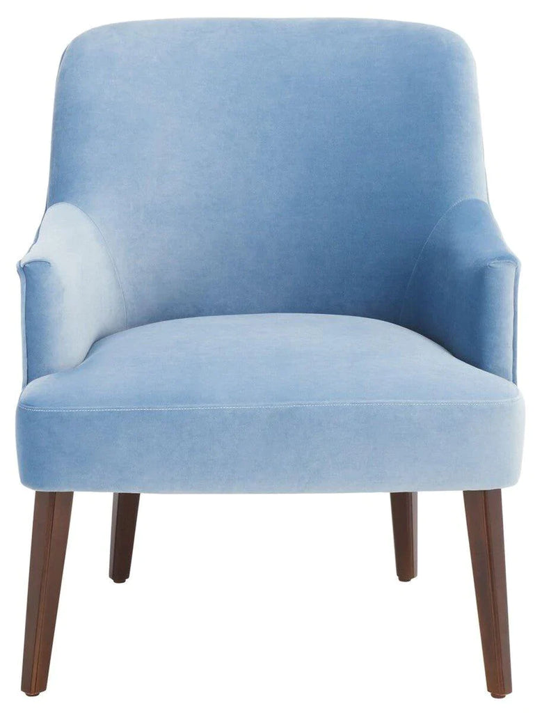 Blue Velvet Upholstered Contoured Arm Chair - Accent Chairs - The Well Appointed House