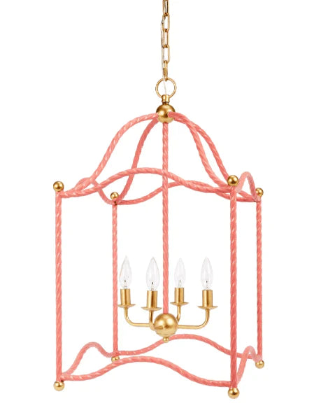 Blush Pink & Gold Lantern Chandelier - Chandeliers & Pendants - The Well Appointed House