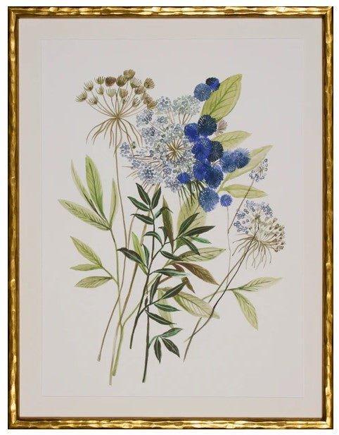 Botana II Blue Floral Giclee Gold Framed Wall Art - Paintings - The Well Appointed House
