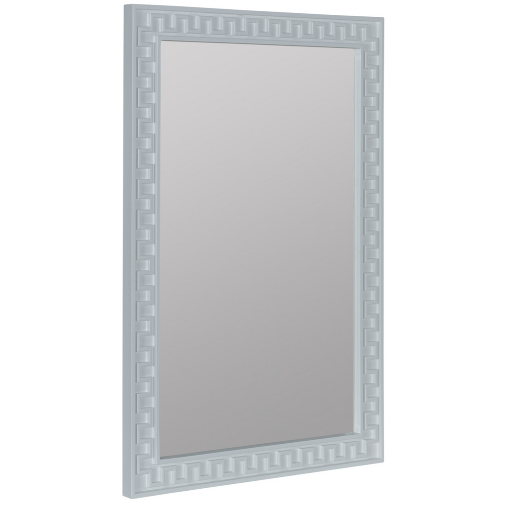 Rectangular Glossy White Greek Key Motif Wall Mirror - The Well Appointed House