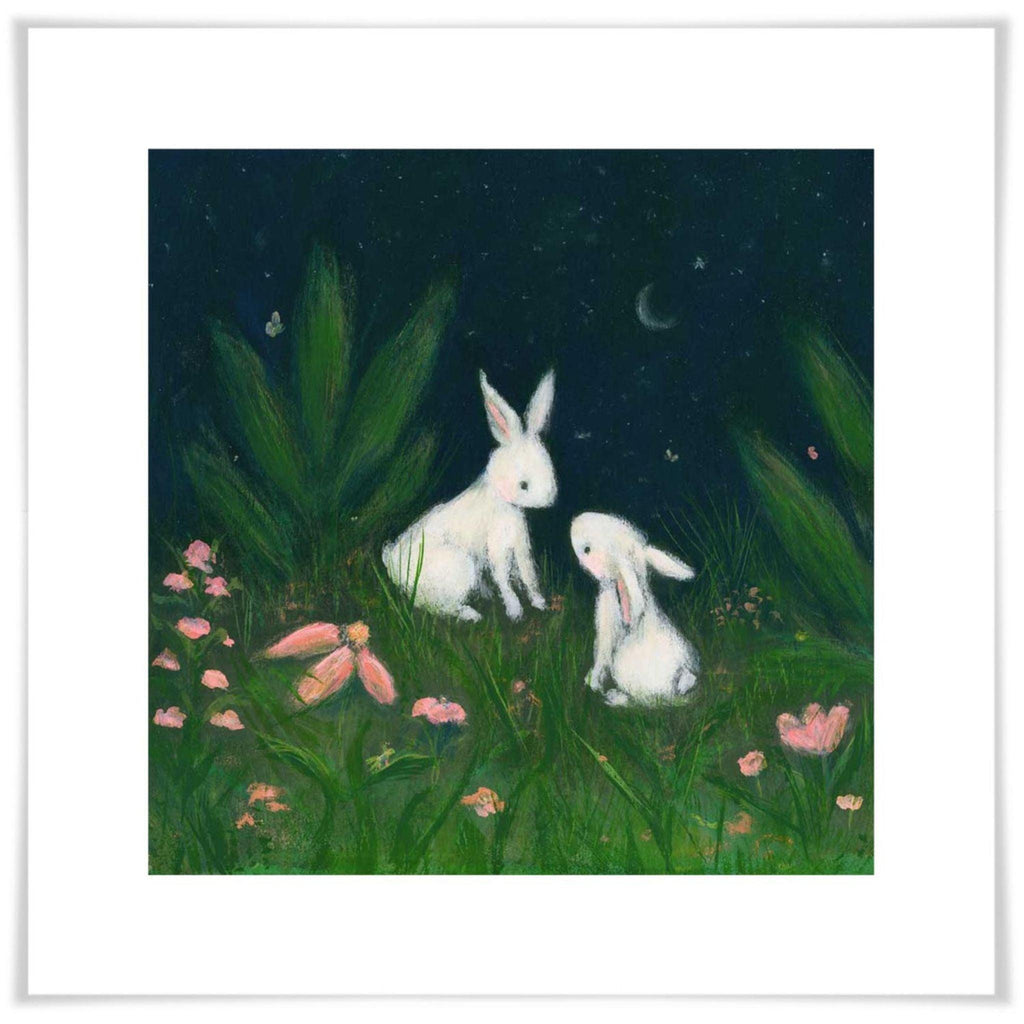 Bunnies in the Night Paper Art Print - Little Loves Art - The Well Appointed House