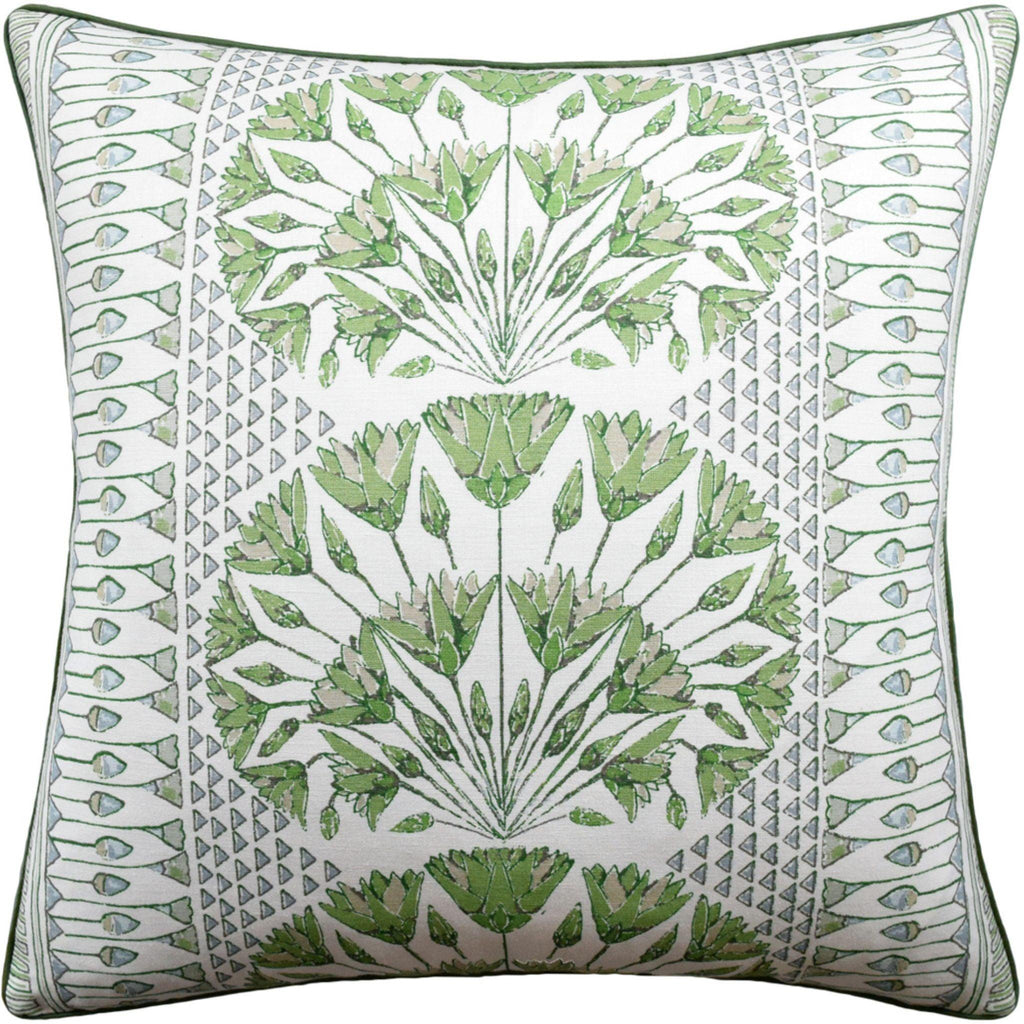 Cairo Square Decorative Pillow in Green and White - Pillows - The Well Appointed House