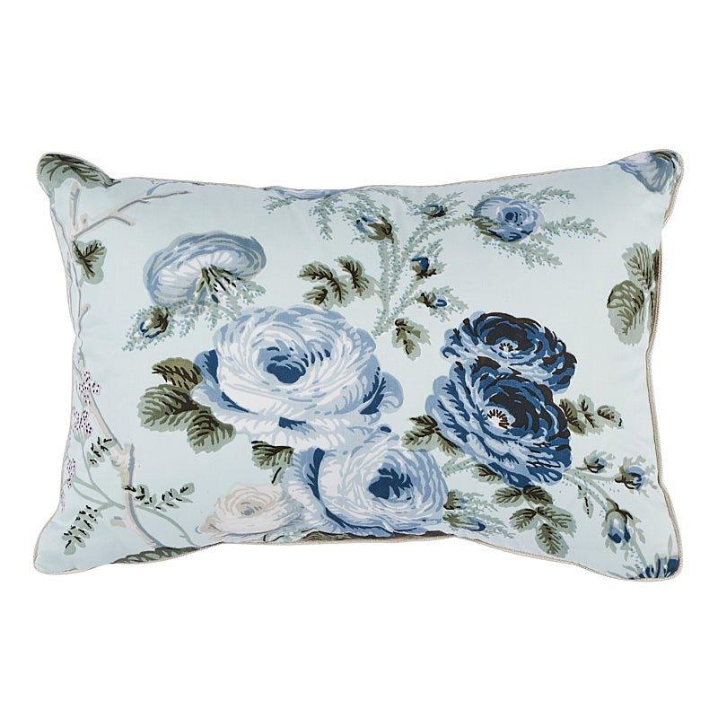 Celadon Salisbury Rose Chintz Cotton Lumbar Throw Pillow - Pillows - The Well Appointed House