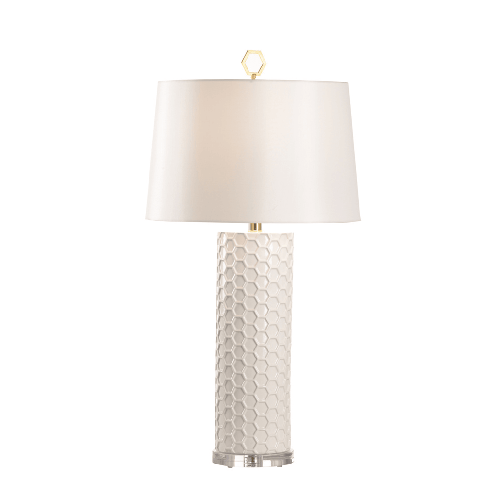 Ceramic Honeycomb Lamp in White - Table Lamps - The Well Appointed House
