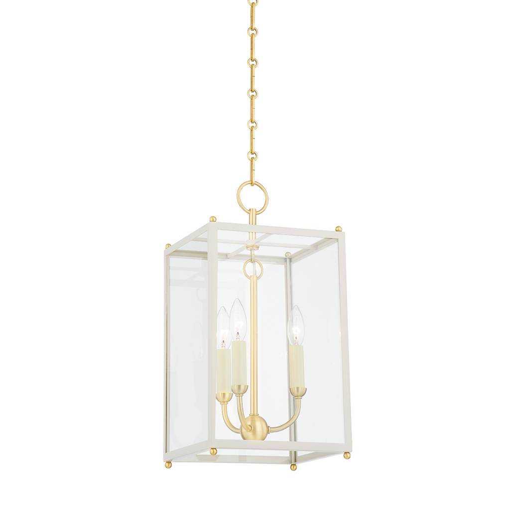 Chaselton Off White & Aged Brass Lantern Chandelier  - The Well Appoiinted House