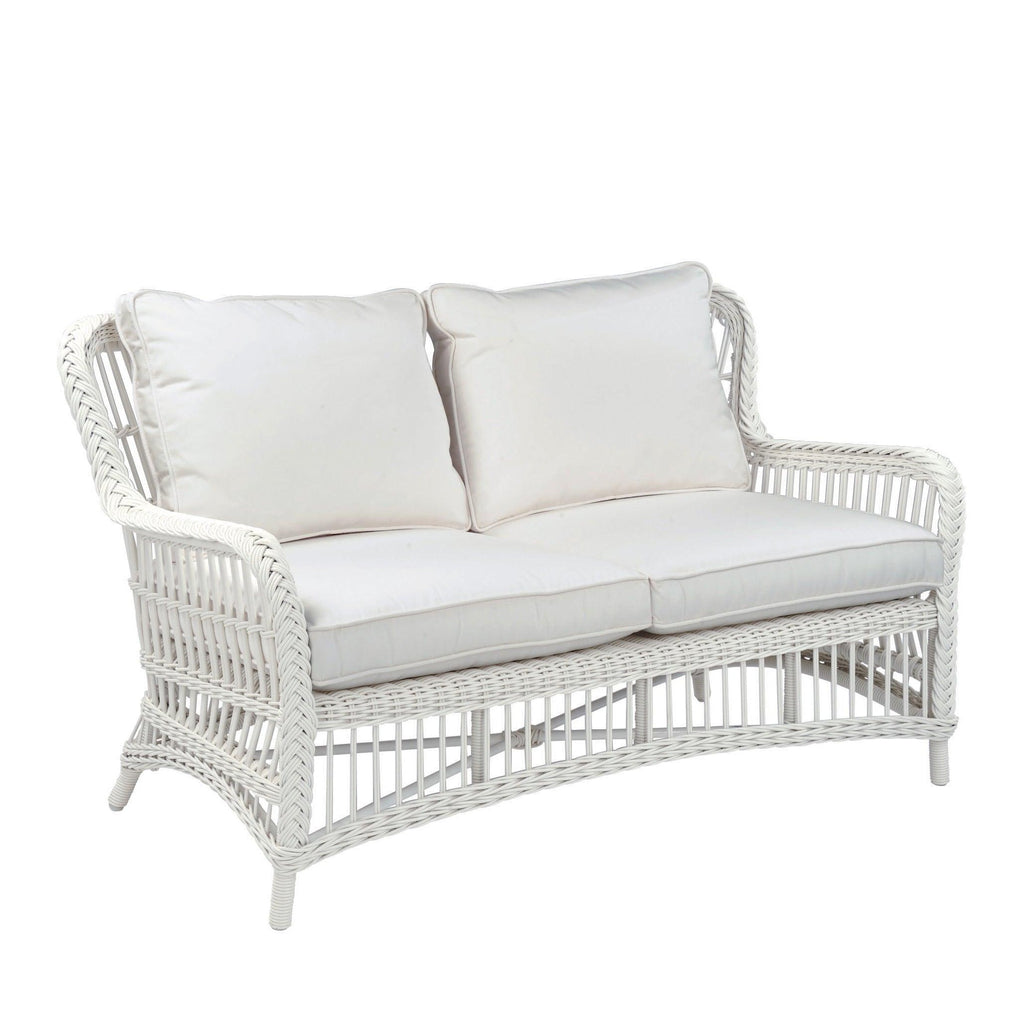 Chatham Outdoor Wicker Settee in White - Outdoor Sofas & Sectionals - The Well Appointed House