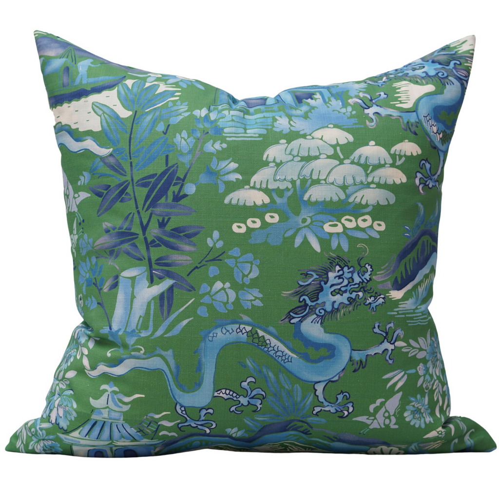 Gardens of Chinoiserie Pillow Cover in Herbal Green - The Well Appointed House