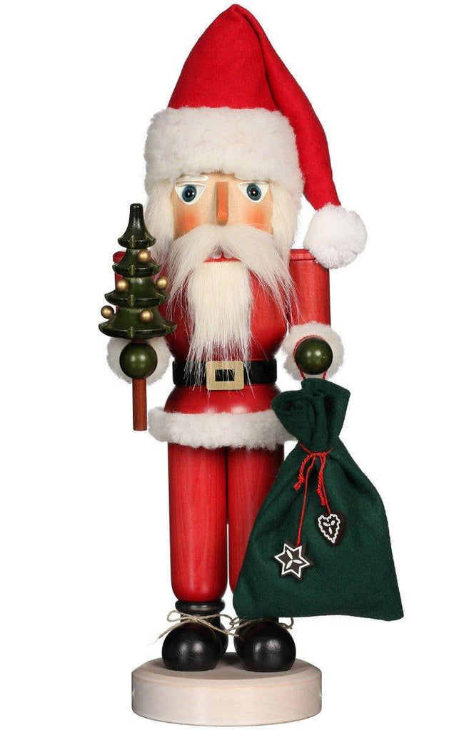 Christian Ulbricht-Seiffener Nussknackerhuas Red Santa with Tree Traditional German Nutcracker Christmas Decoration - Christmas Decor - The Well Appointed House