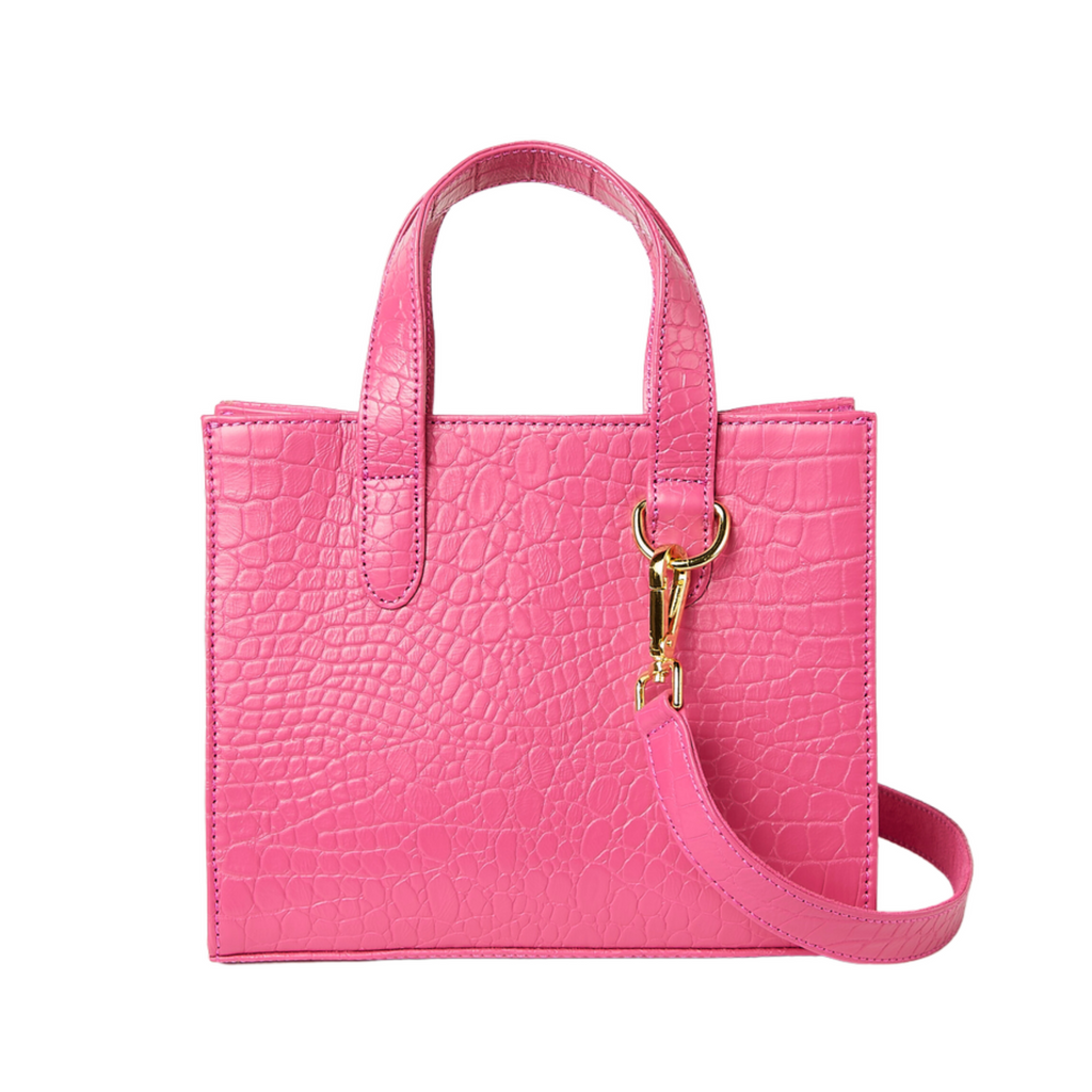 Claire Mini Handbag in Bright Pink Croc - The Well Appointed House